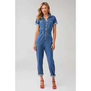 Show Me Your Mumu Cannon Denim Jumpsuit in Endless Sea Women's Size M